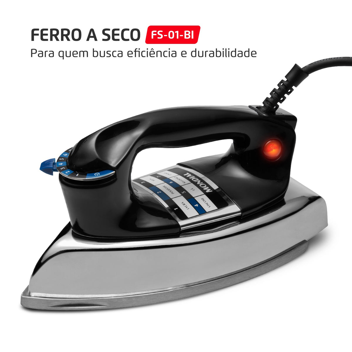 Ferro de Passar a Seco Mondial FS-01-BI com Salva-Botões