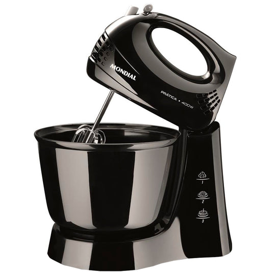 Batedeira Portátil Mondial Prática B-44B 3 Velocidades 400W Tigela 3,6L