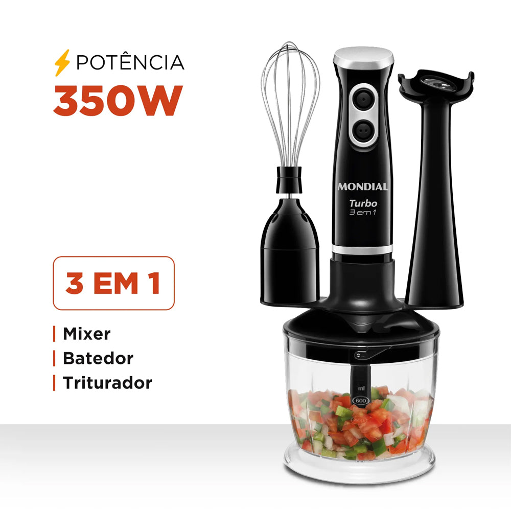 Mixer Mondial M-14 3 em 1 Lâmina em Aço Inox 600ml 350W