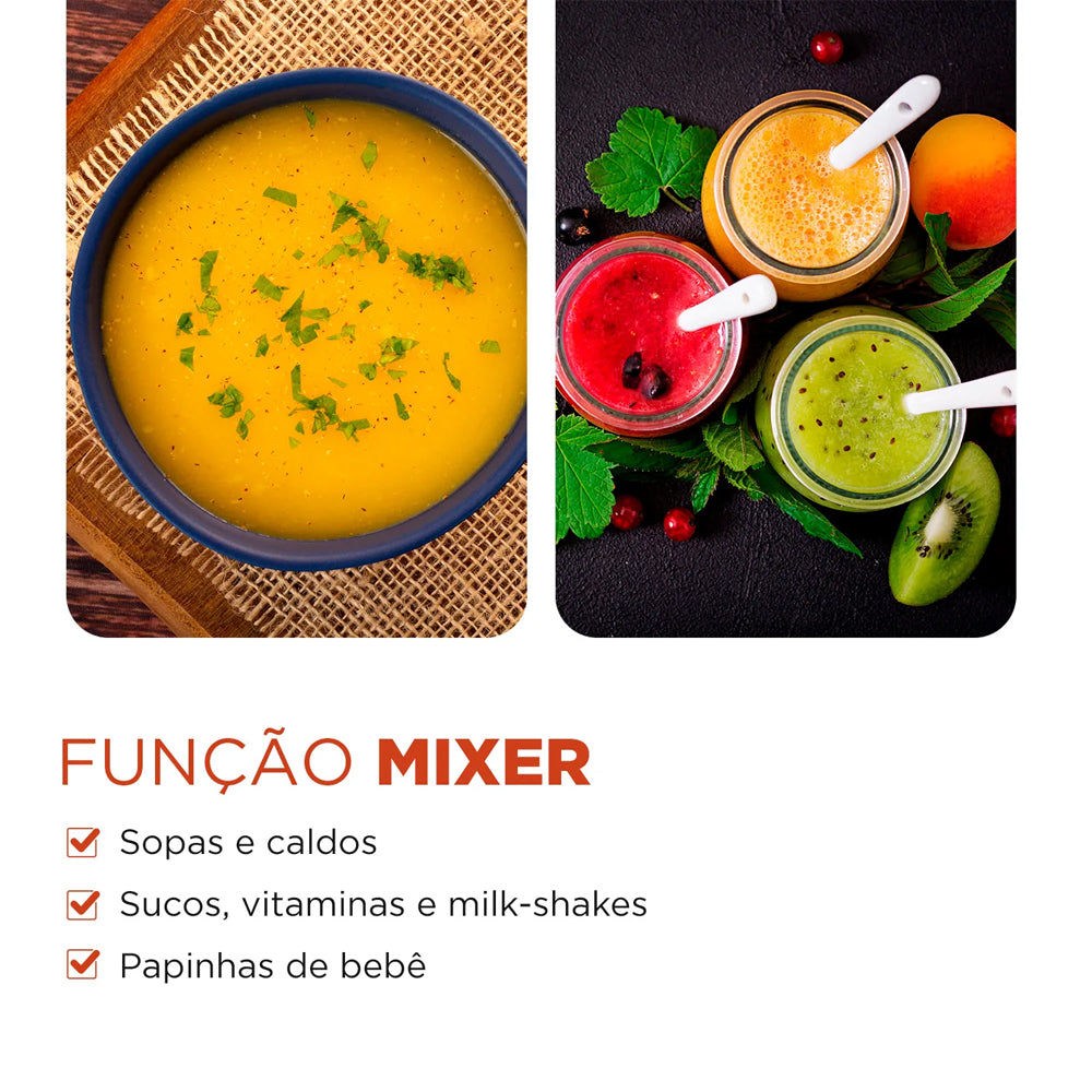Mixer Mondial M-14 3 em 1 Lâmina em Aço Inox 600ml 350W