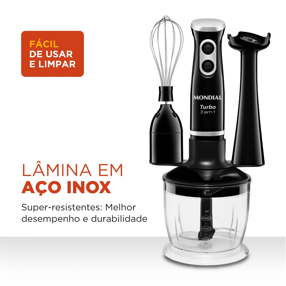 Mixer Mondial M-14 3 em 1 Lâmina em Aço Inox 600ml 350W