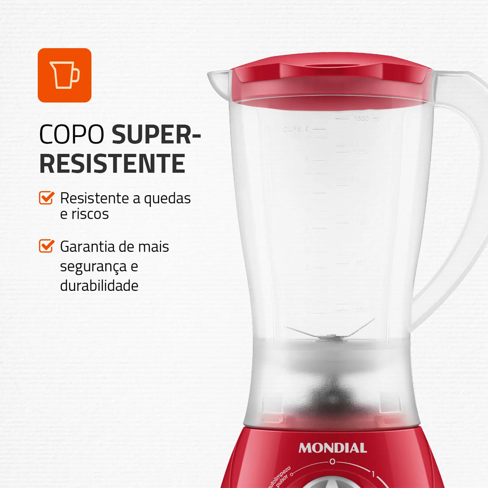 Liquidificador Mondial Easy Power 1,5L 2 Velocidades 550W L-550-R