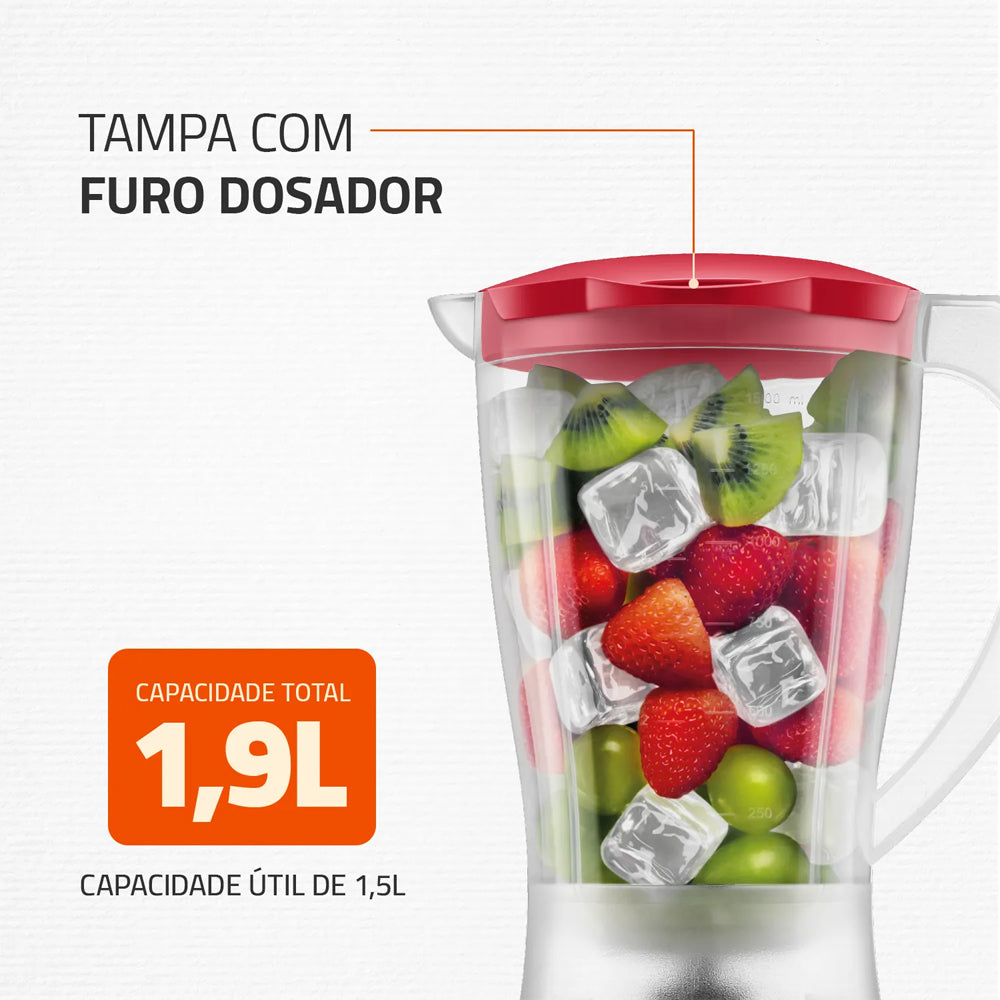 Liquidificador Mondial Easy Power 1,5L 2 Velocidades 550W L-550-R