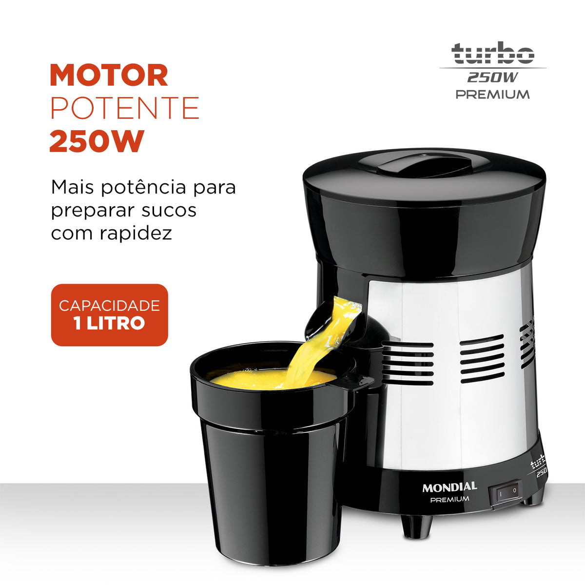 Espremedor de Frutas Mondial Premium Turbo E-10 1L 250W
