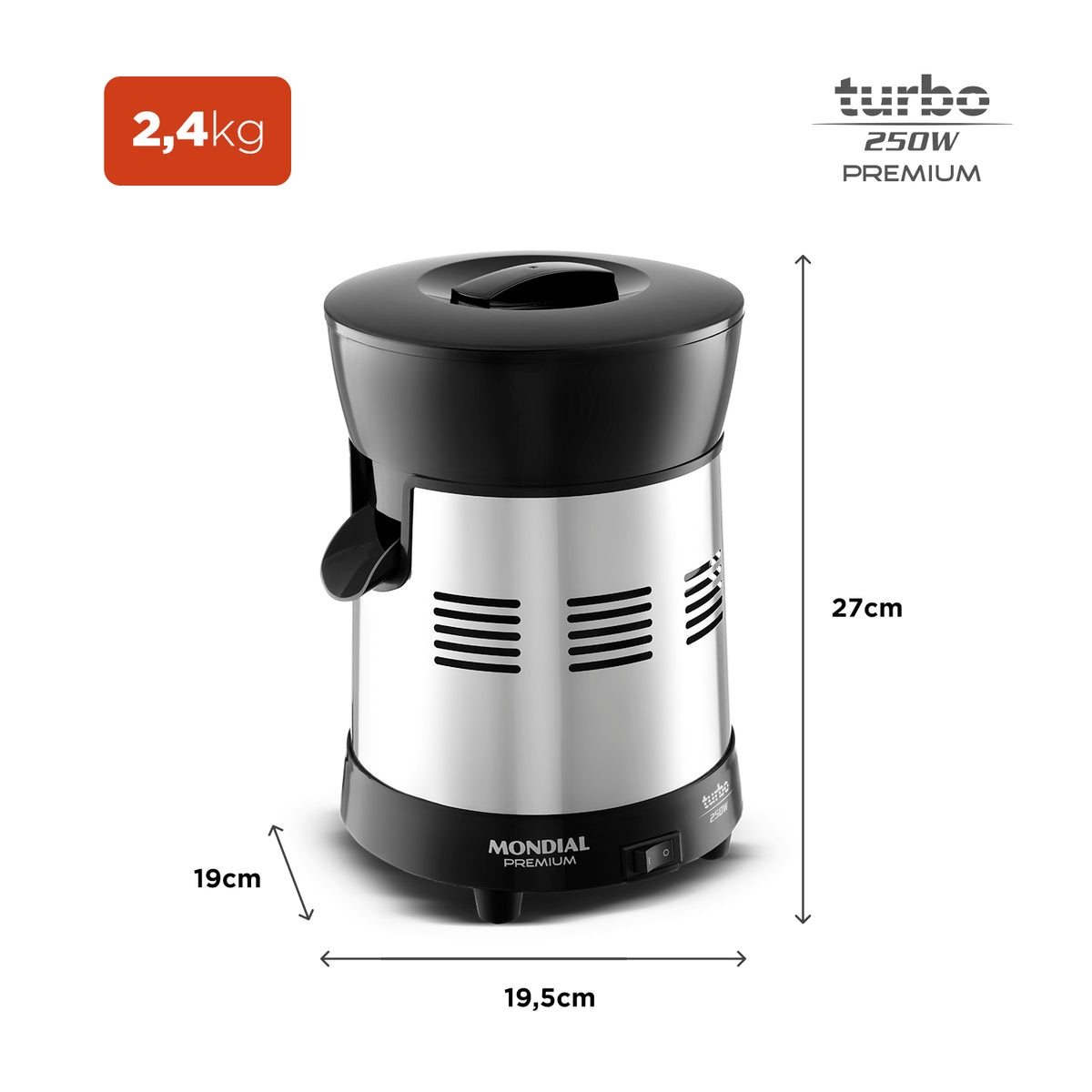Espremedor de Frutas Mondial Premium Turbo E-10 1L 250W