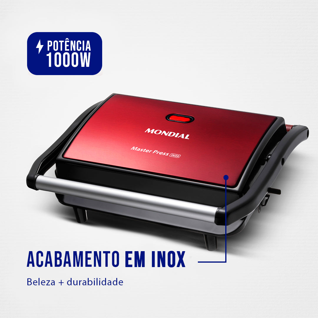 Grill Sanduicheira Mondial Ceramic PG01RC Antiaderente 1000W