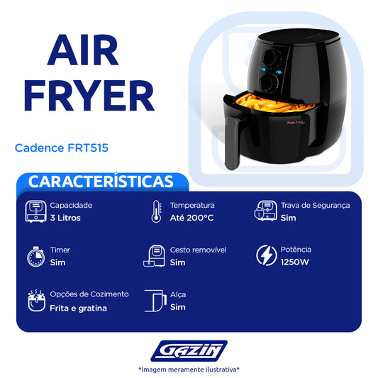 Fritadeira Elétrica Air Fryer Cadence FRT515 3L 1250W Com Timer