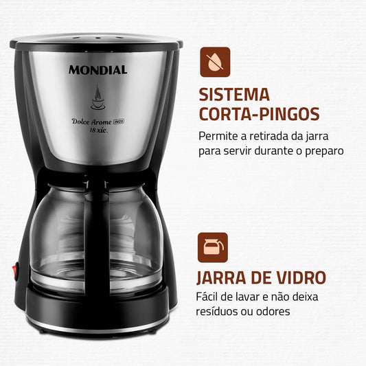 Cafeteira Mondial Dolce Aroma 18 Xícaras Filtro Permanente