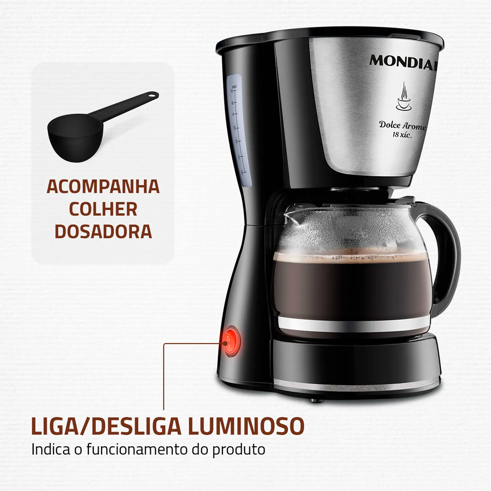 Cafeteira Mondial Dolce Aroma 18 Xícaras Filtro Permanente