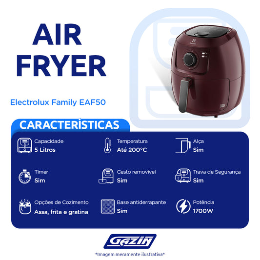 Fritadeira Elétrica AirFryer Electrolux Family Efficient 6,5L 1700W EAF50