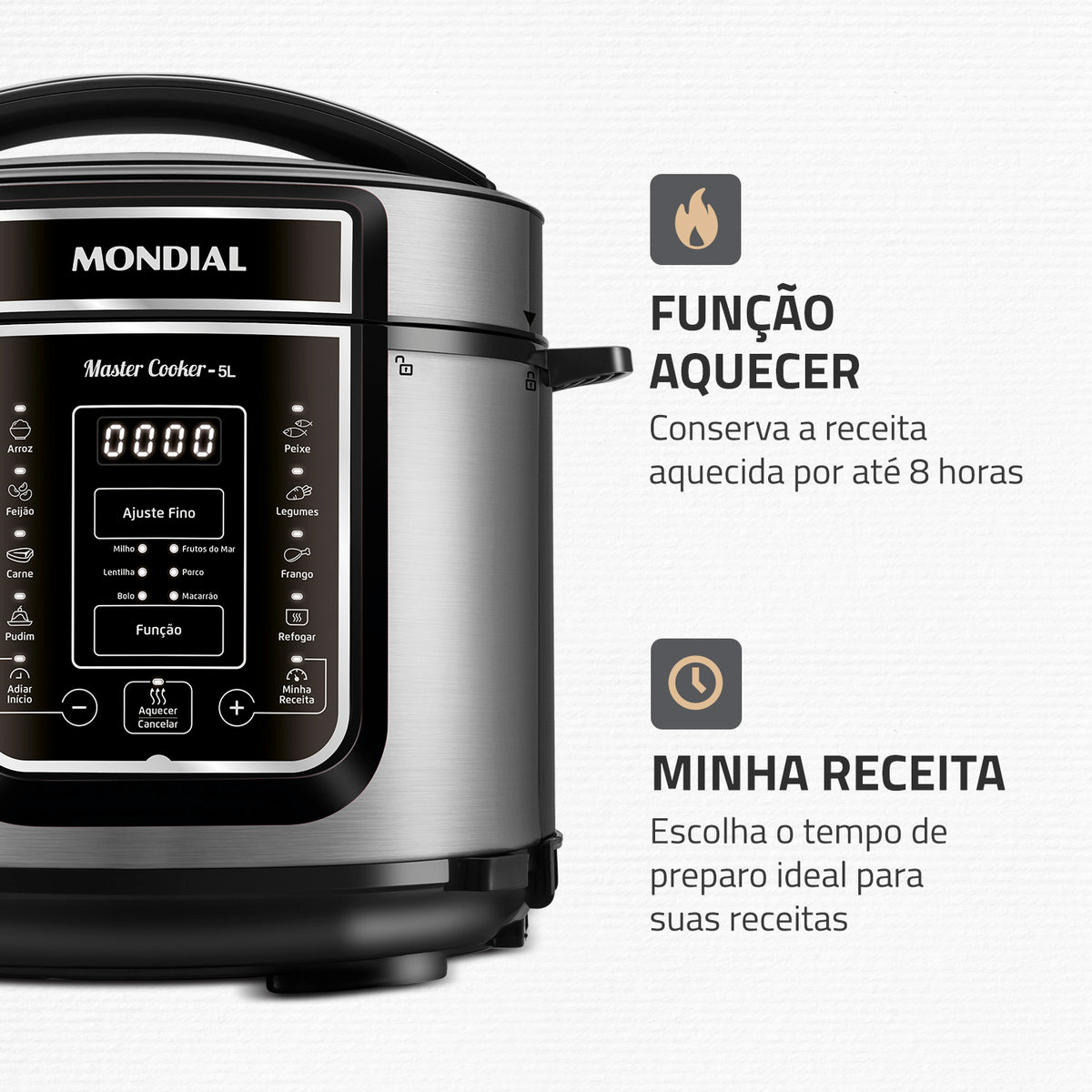 Panela de Pressão Elétrica Mondial MasterCooker 5L Digital Timer PE38