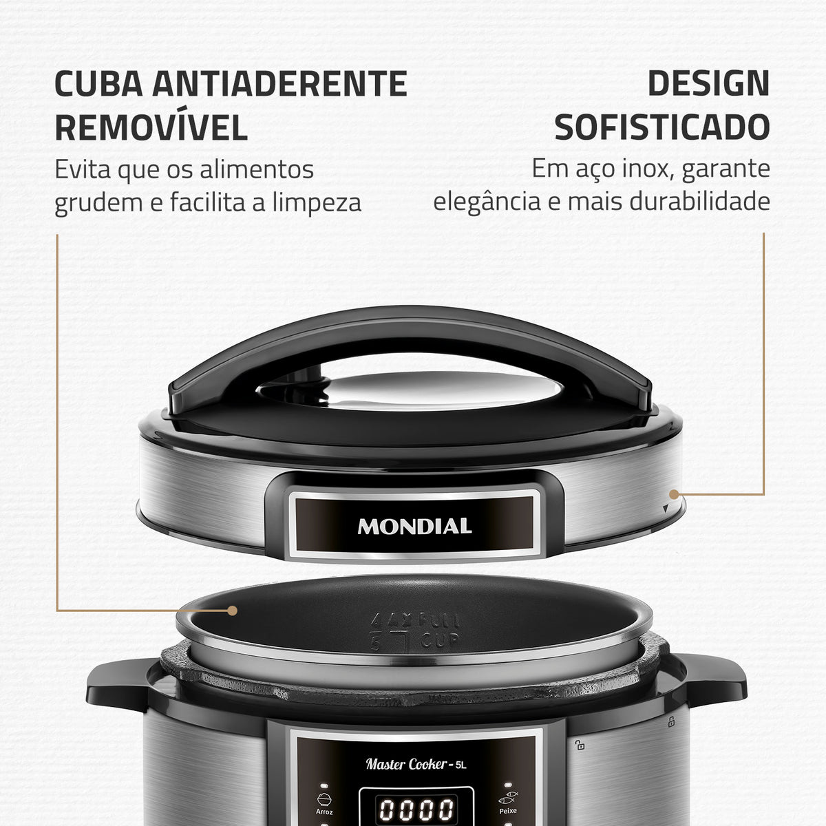 Panela de Pressão Elétrica Mondial MasterCooker 5L Digital Timer PE38