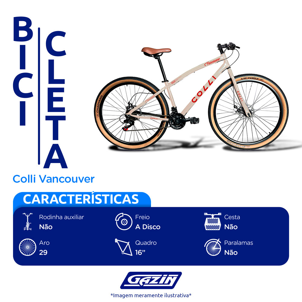 Bicicleta Aro 29 Colli Vancouver 21 Marchas Freio a Disco