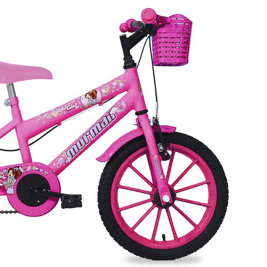 Bicicleta Infantil Aro 16 Mormaii Sweet Girl Freio V-Brake 1 Marcha Cestinha