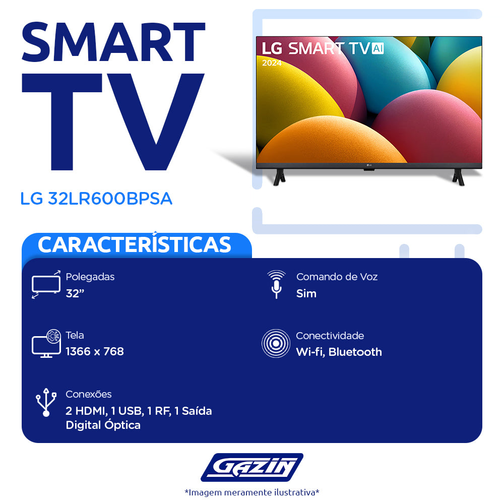 Smart TV LG LED 32" HD webOS IA LR60