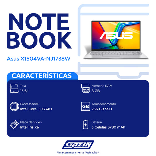 Notebook Asus 15.6" i5 W11 8GB 256GB SSD