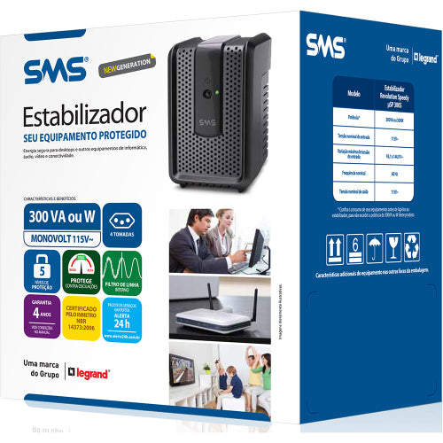 Estabilizador SMS Revolution Speedy 300VA 4 Tomadas 16520