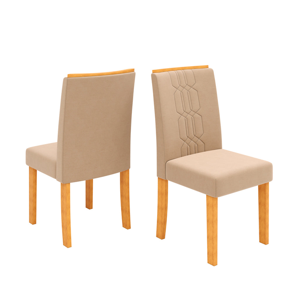 Conjunto de Mesa Celeste DJ Móveis com 4 Cadeiras Estofadas em MDF