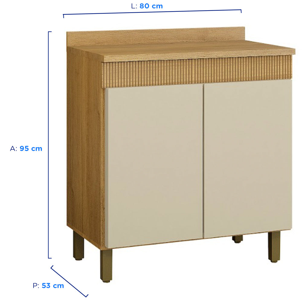 Balcão com Tampo 2 Portas 2 Prateleiras 80 cm Dakota Valdemóveis