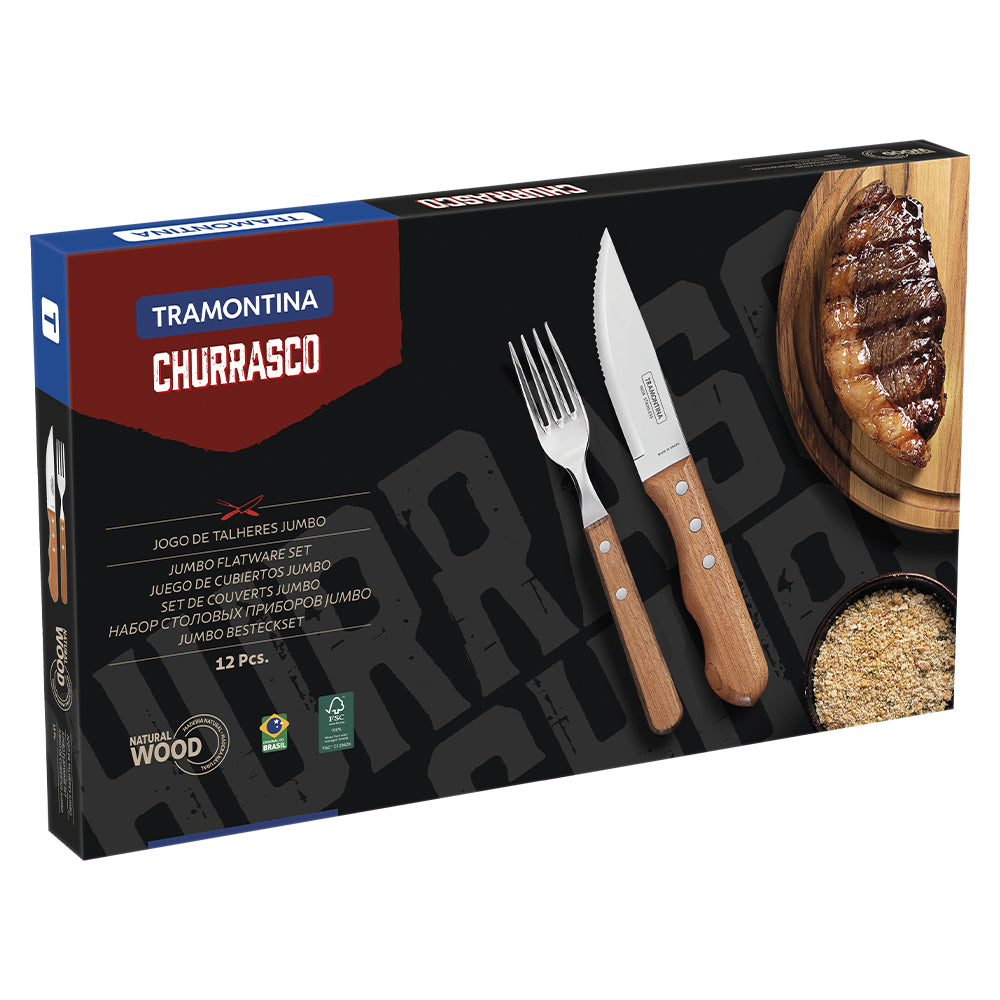 Jogo de Churrasco 12 Peças Tramontina Inox Jumbo