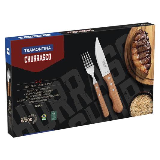 Jogo de Churrasco 12 Peças Tramontina Inox Jumbo