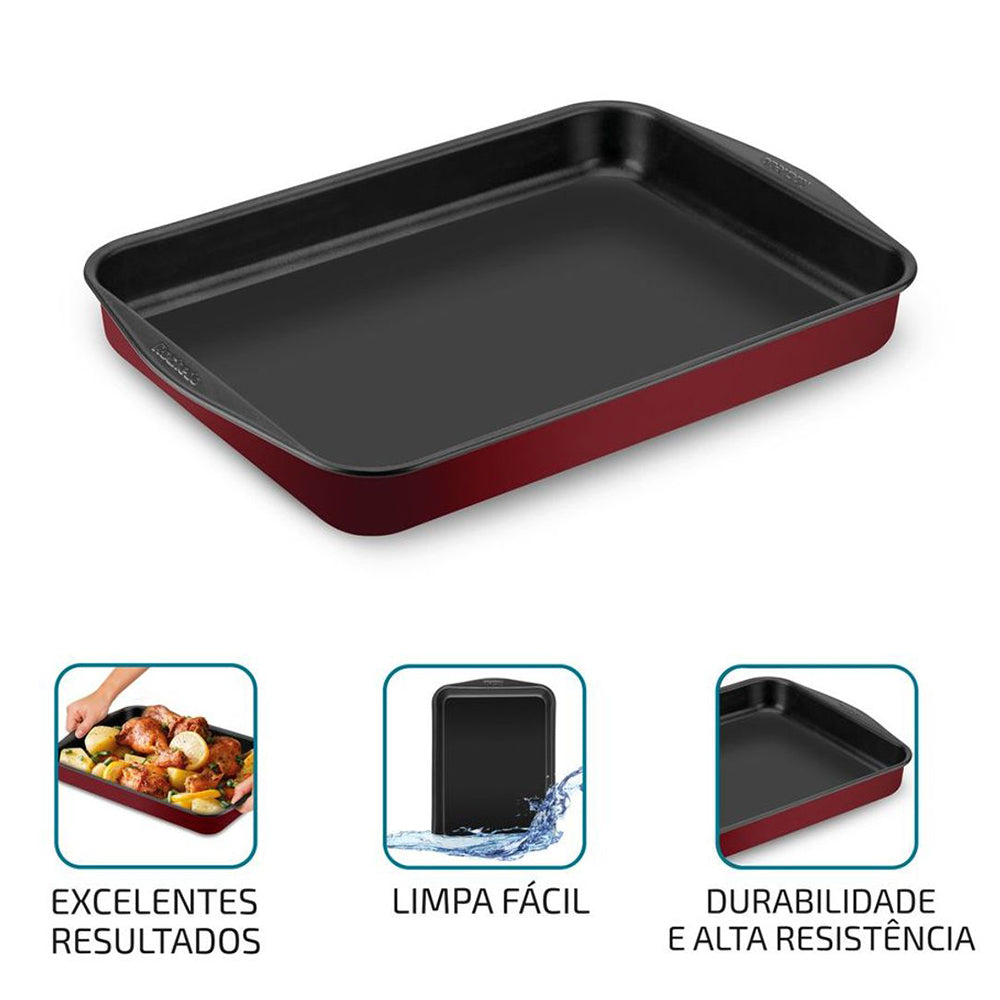Assadeira Retangular Funda Rochedo Dura+ Antiaderente 3,9L