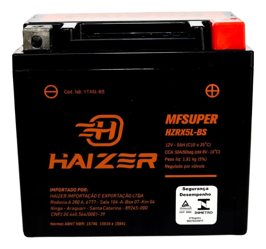 Bateria Moto Haizer 5ah Fan Titan Yamaha Biz 1 Ano Garantia