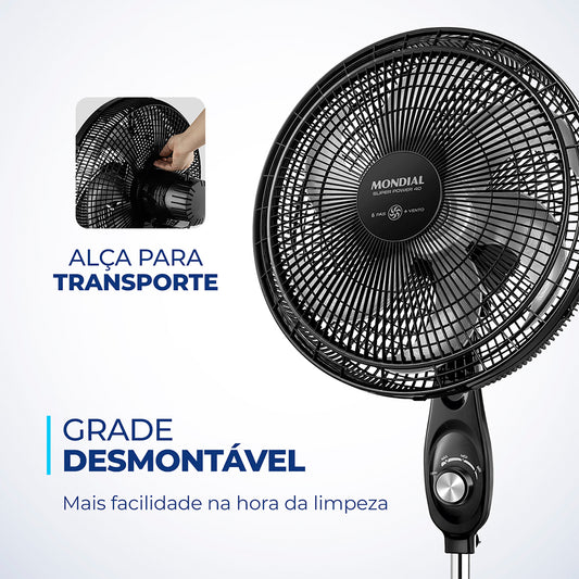 Ventilador de Coluna Mondial Super Power 40cm 6 Pás 140W VSP-40C-NB