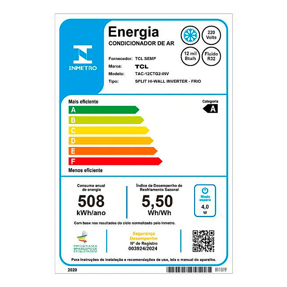 Ar-Condicionado Split Inverter 12.000 BTUs BreezeIN TCL Frio